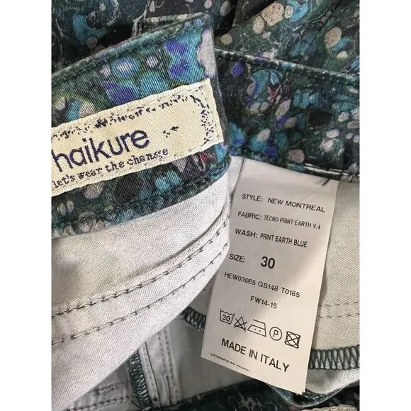 Haikure New Montreal Jeans Made In Italy Sz 30 Print Heart Blue‎ NWT - Picture 5 of 10